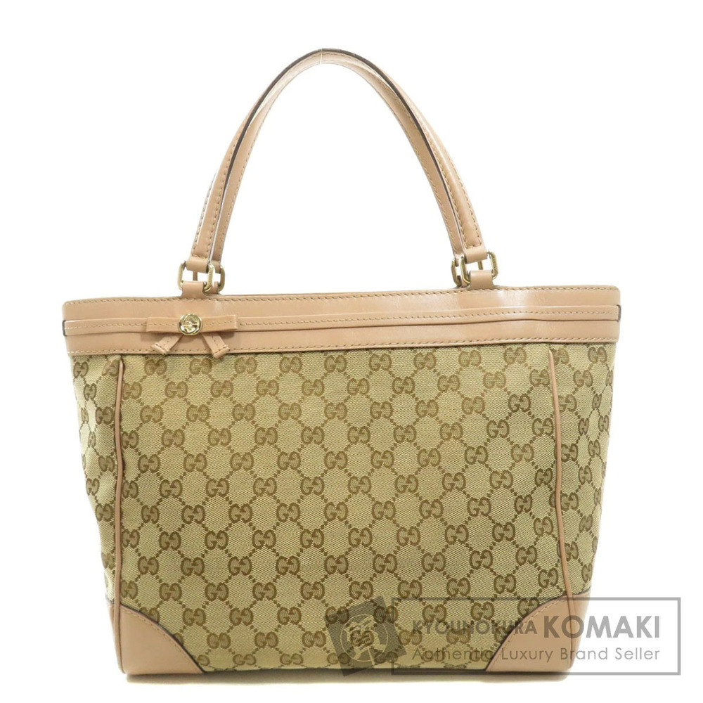 Gucci GG Canvas Mayfair Bow Shoulder Bag Brown Pink